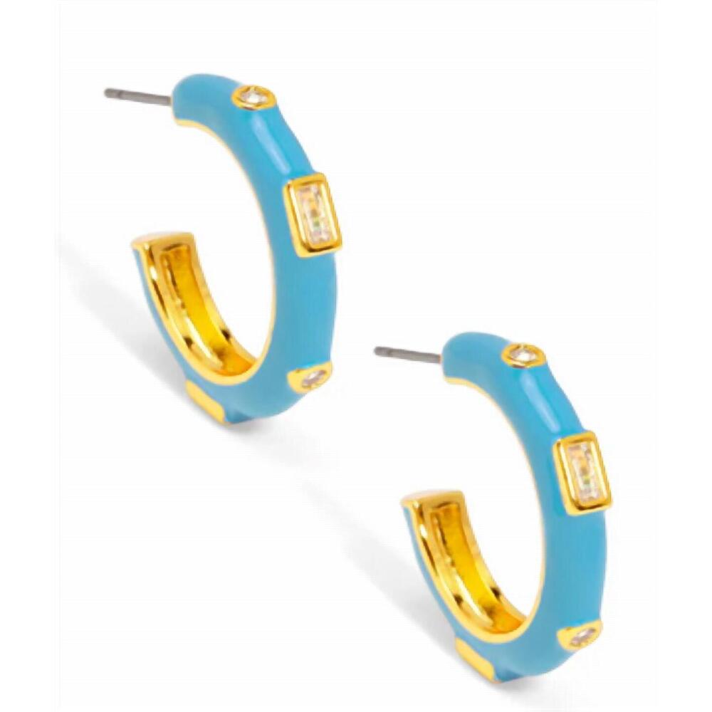 NEW ZENZII women's small enamel crystal earrings in blue